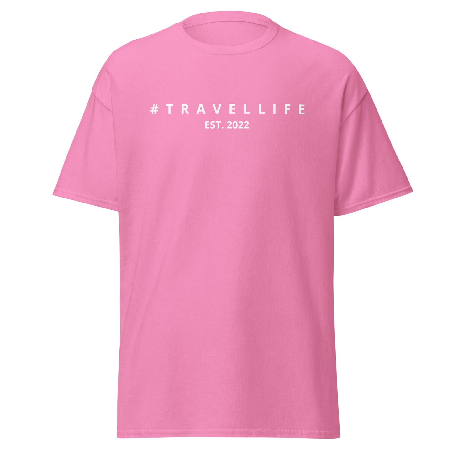 #Travellife Est. 2022 Men's Classic Tee White Text 2X+