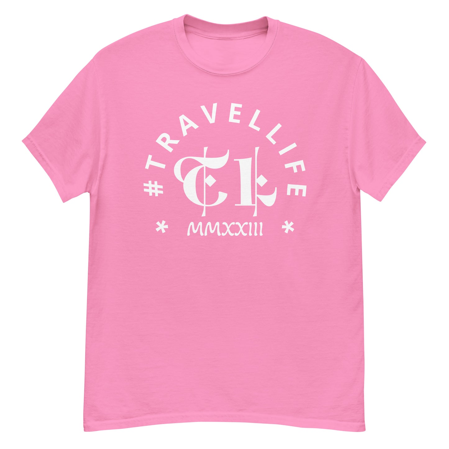 #Travellife Arc TL Logo Roman 2023 Men's Classic Tee White Text