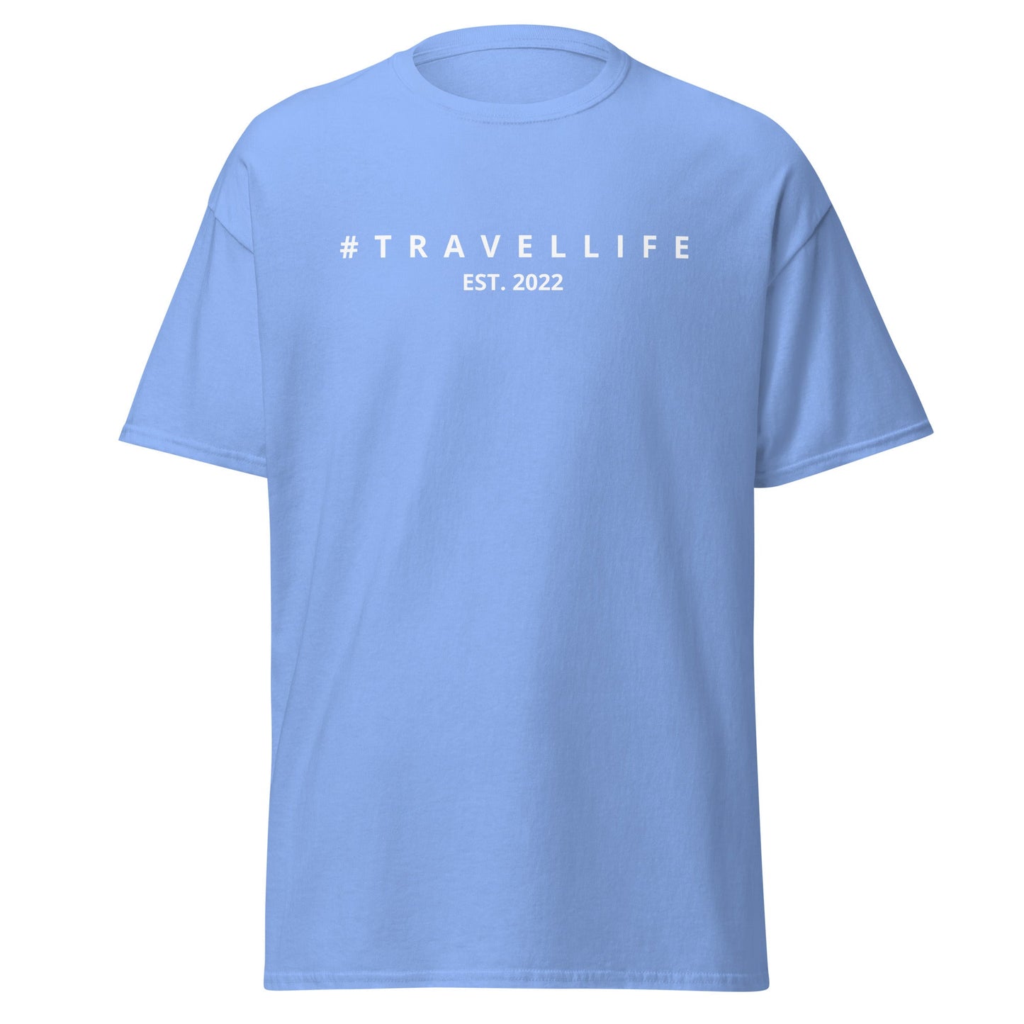 #Travellife Est. 2022 Men's Classic Tee White Text 2X+