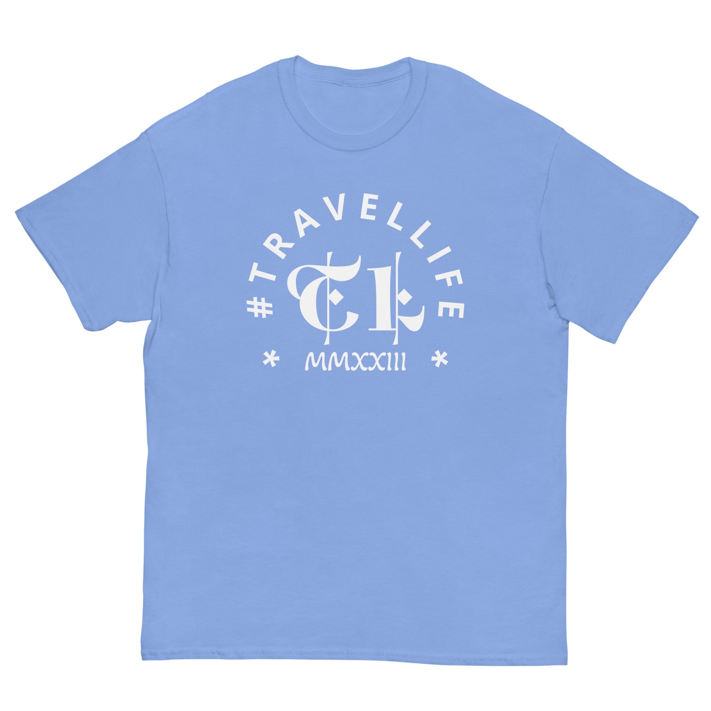 #Travellife Arc TL Logo Roman 2023 Men's Classic Tee White Text