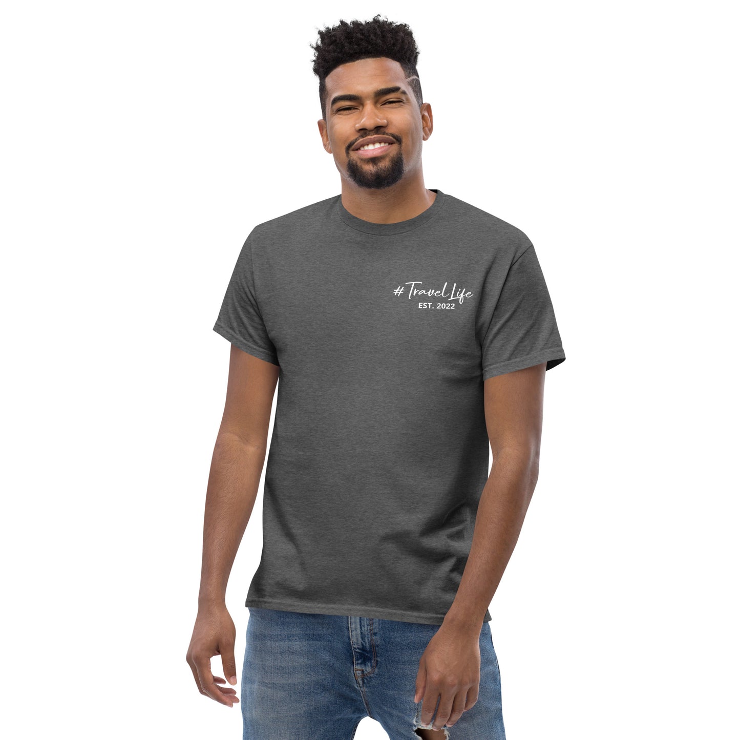 #Travellife Signature Est. 2022 Men's Classic Tee White Text