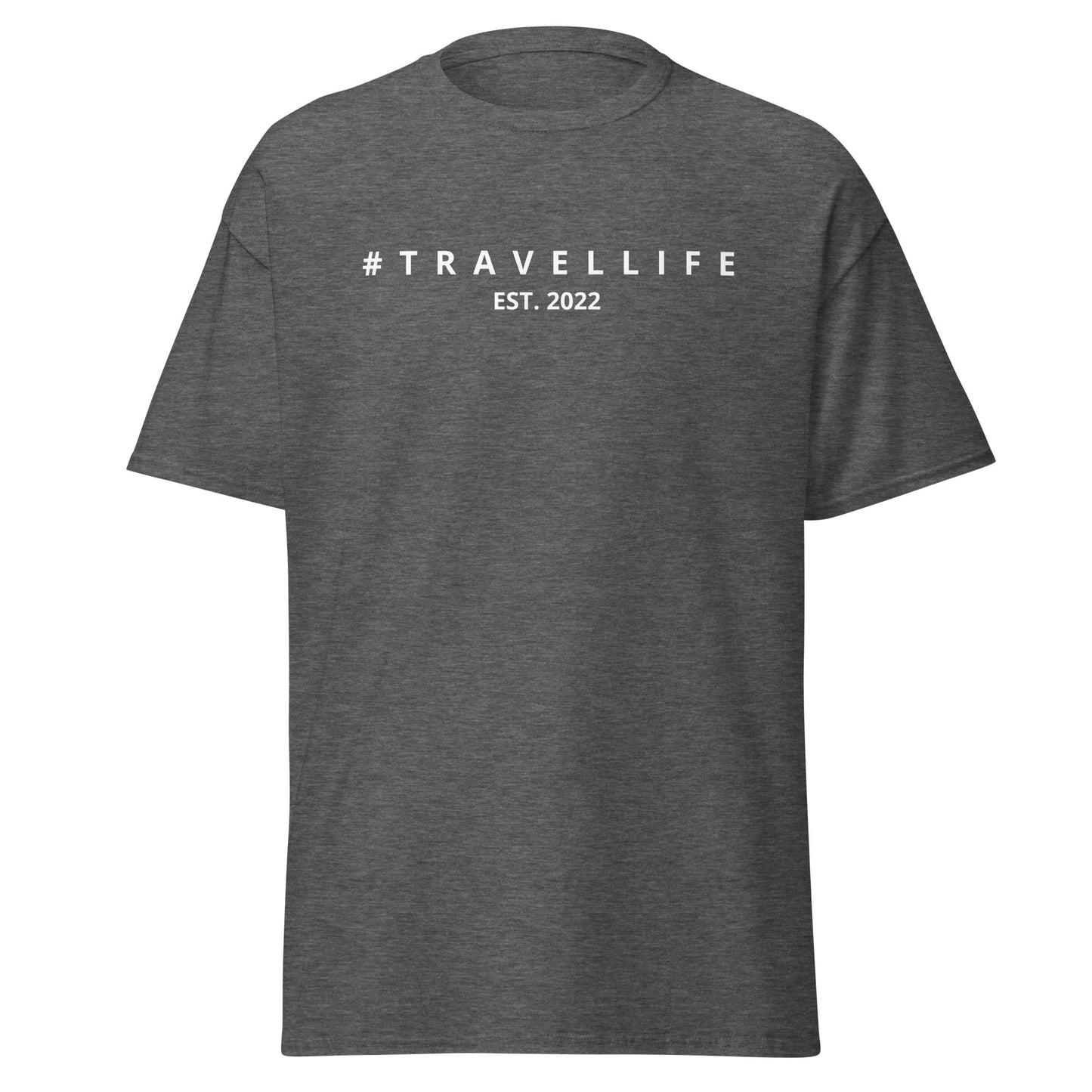 #Travellife Est. 2022 Men's Classic Tee White Text 2X+