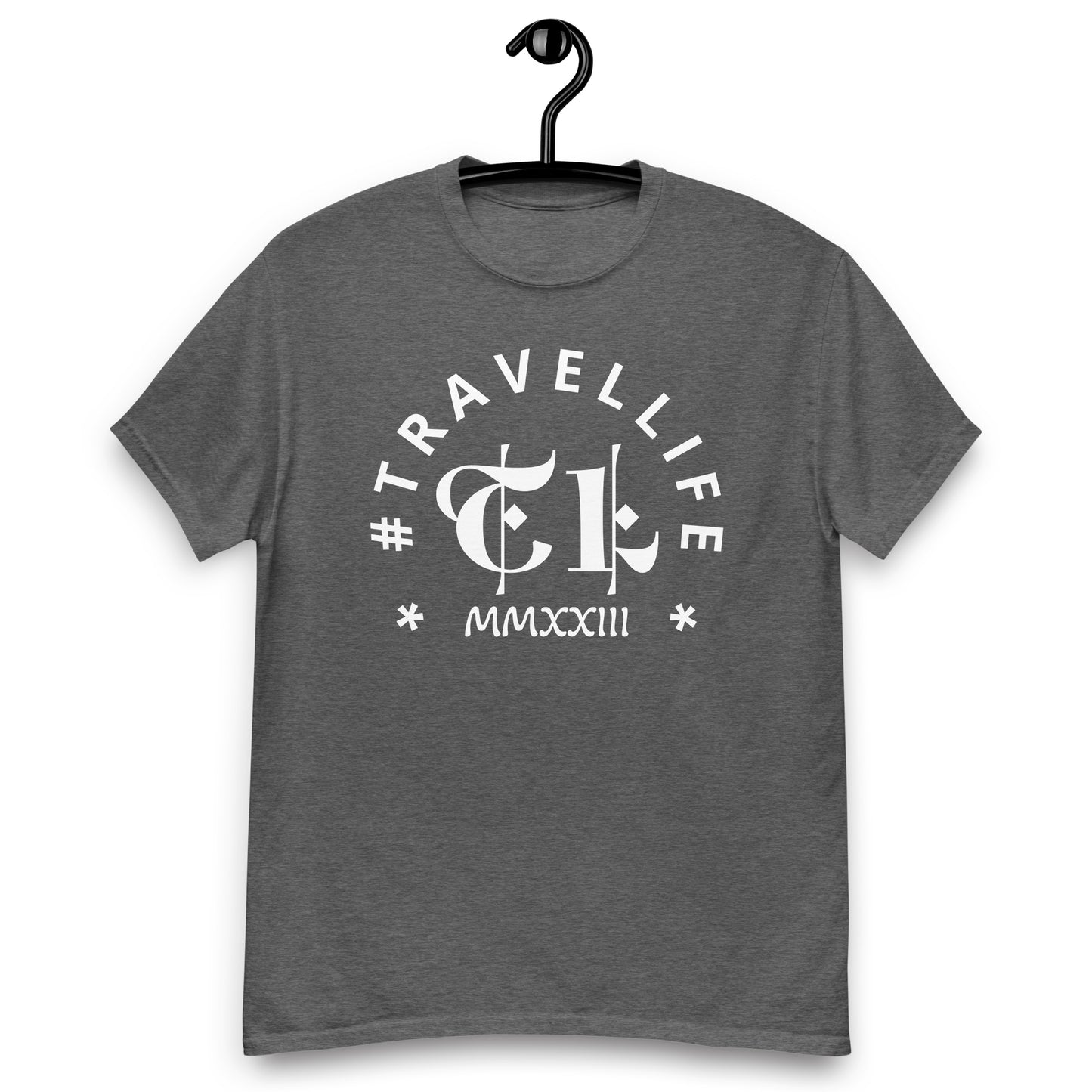 #Travellife Arc TL Logo Roman 2023 Men's Classic Tee White Text