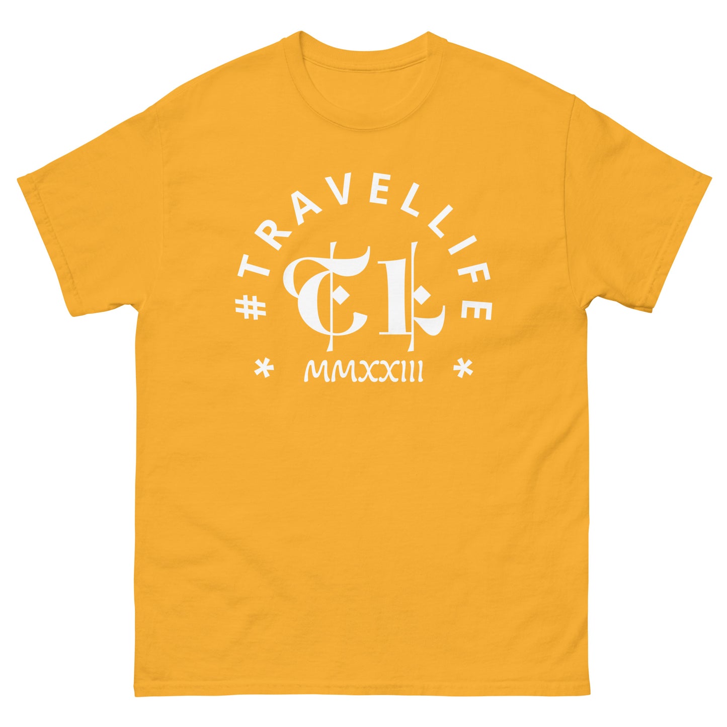 #Travellife Arc TL Logo Roman 2023 Men's Classic Tee White Text