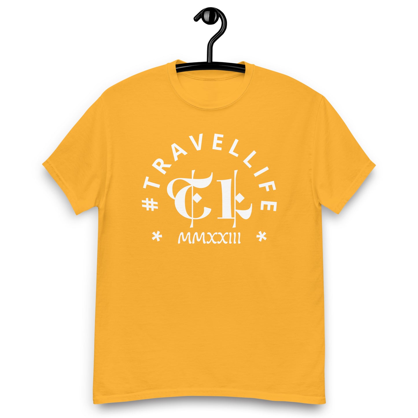 #Travellife Arc TL Logo Roman 2023 Men's Classic Tee White Text