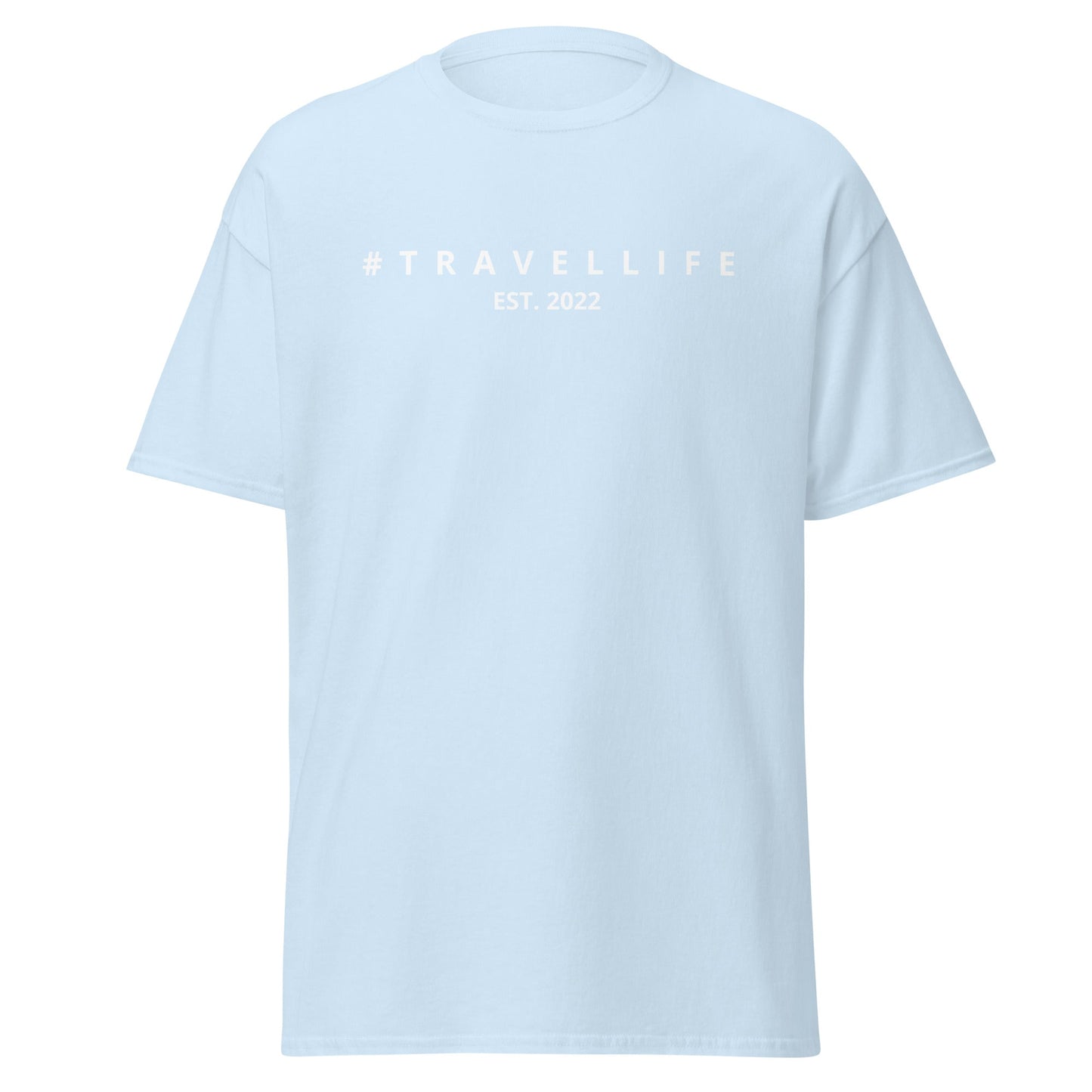 #Travellife Est. 2022 Men's Classic Tee White Text 2X+