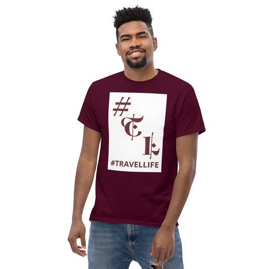 White Background #TL Logo Maroon Men's Classic Tee Maroon Text