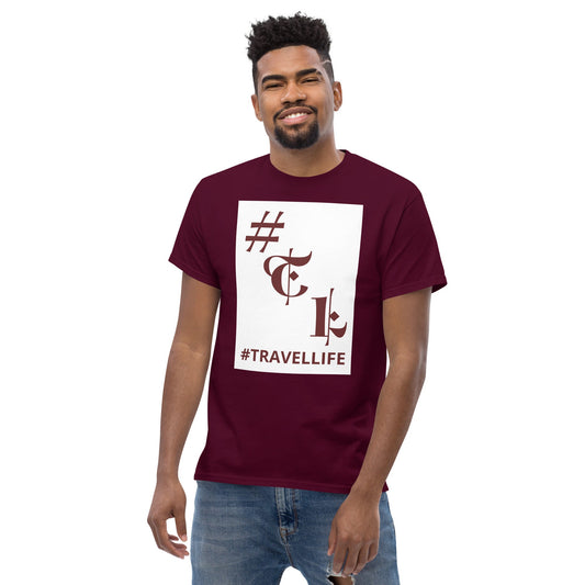 White Background #TL Logo Maroon Men's Classic Tee Maroon Text 2X+