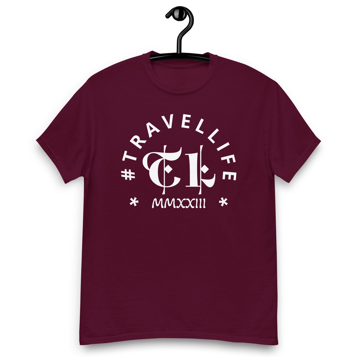 #Travellife Arc TL Logo Roman 2023 Men's Classic Tee White Text