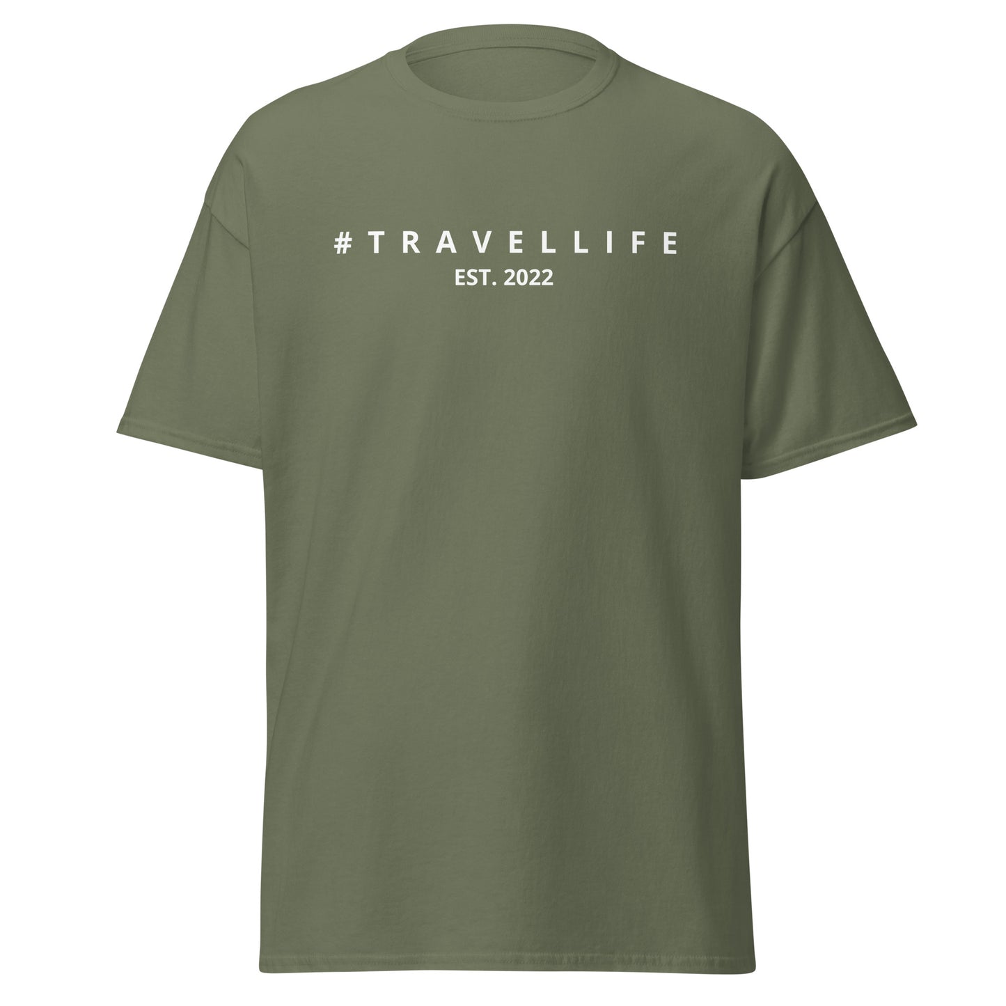 #Travellife Est. 2022 Men's Classic Tee White Text