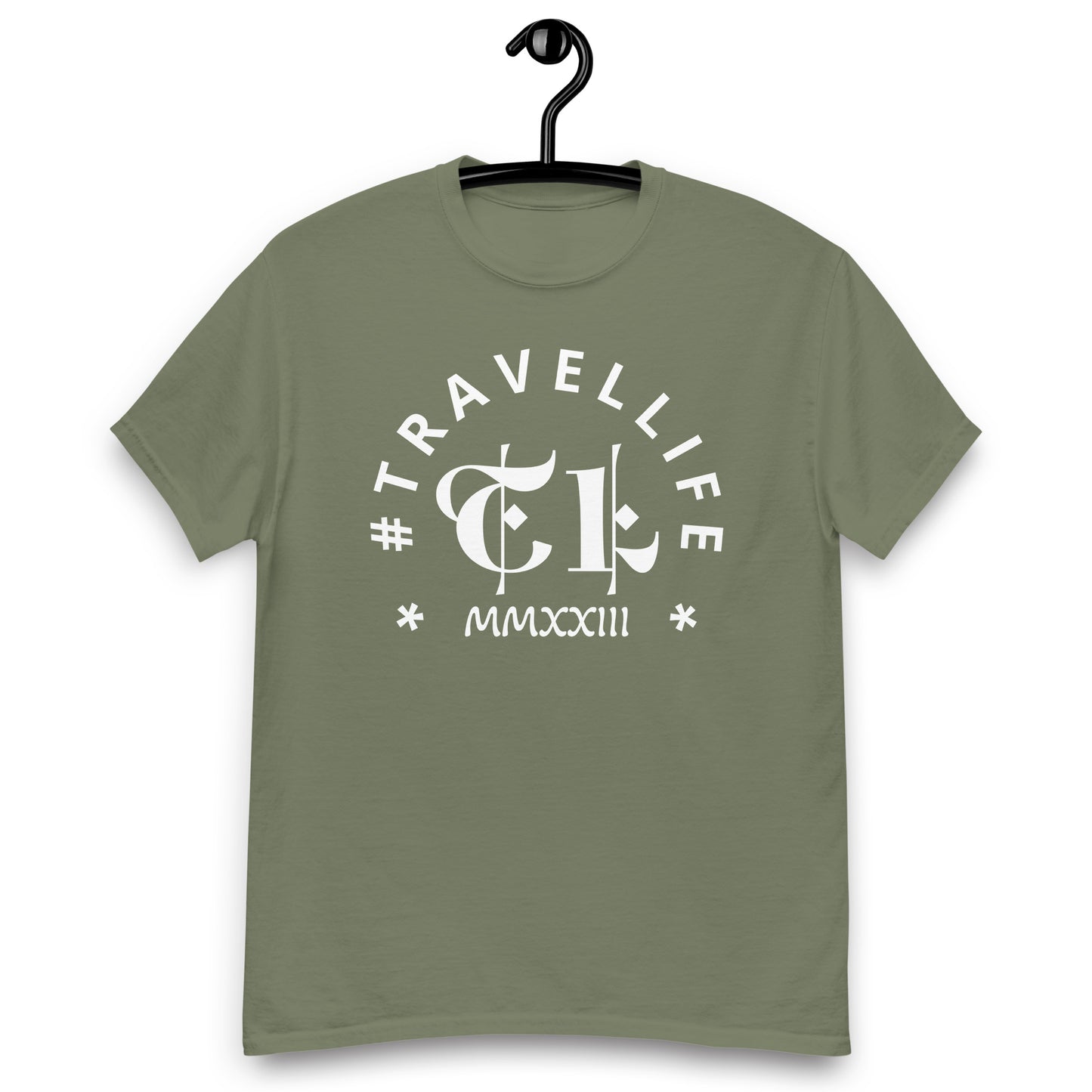 #Travellife Arc TL Logo Roman 2023 Men's Classic Tee White Text