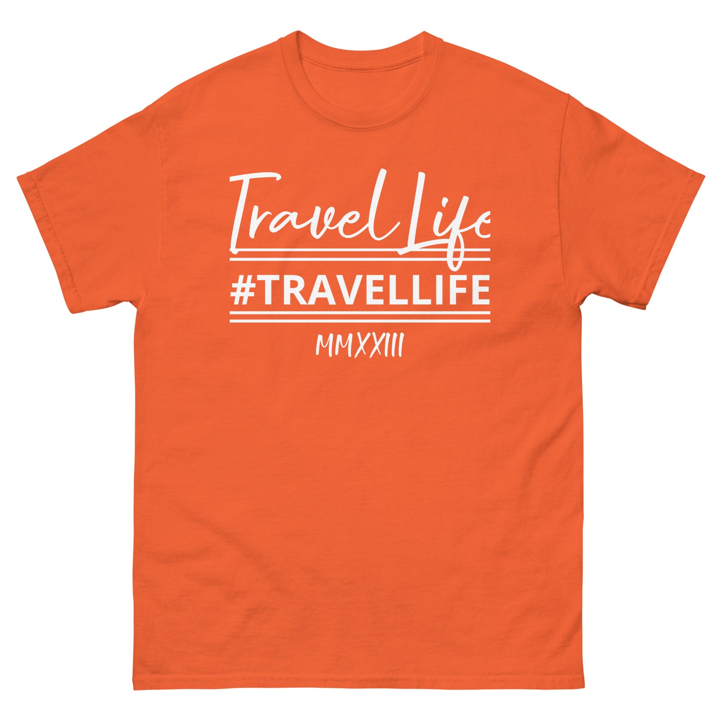 #Travellife Signature Roman 2023 Men's Classic Tee White Text