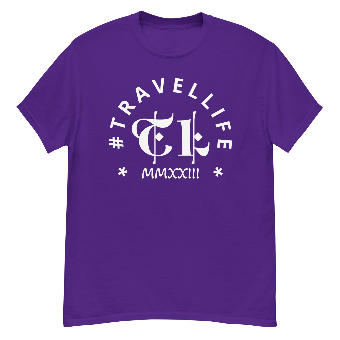 #Travellife Arc TL Logo Roman 2023 Men's Classic Tee White Text