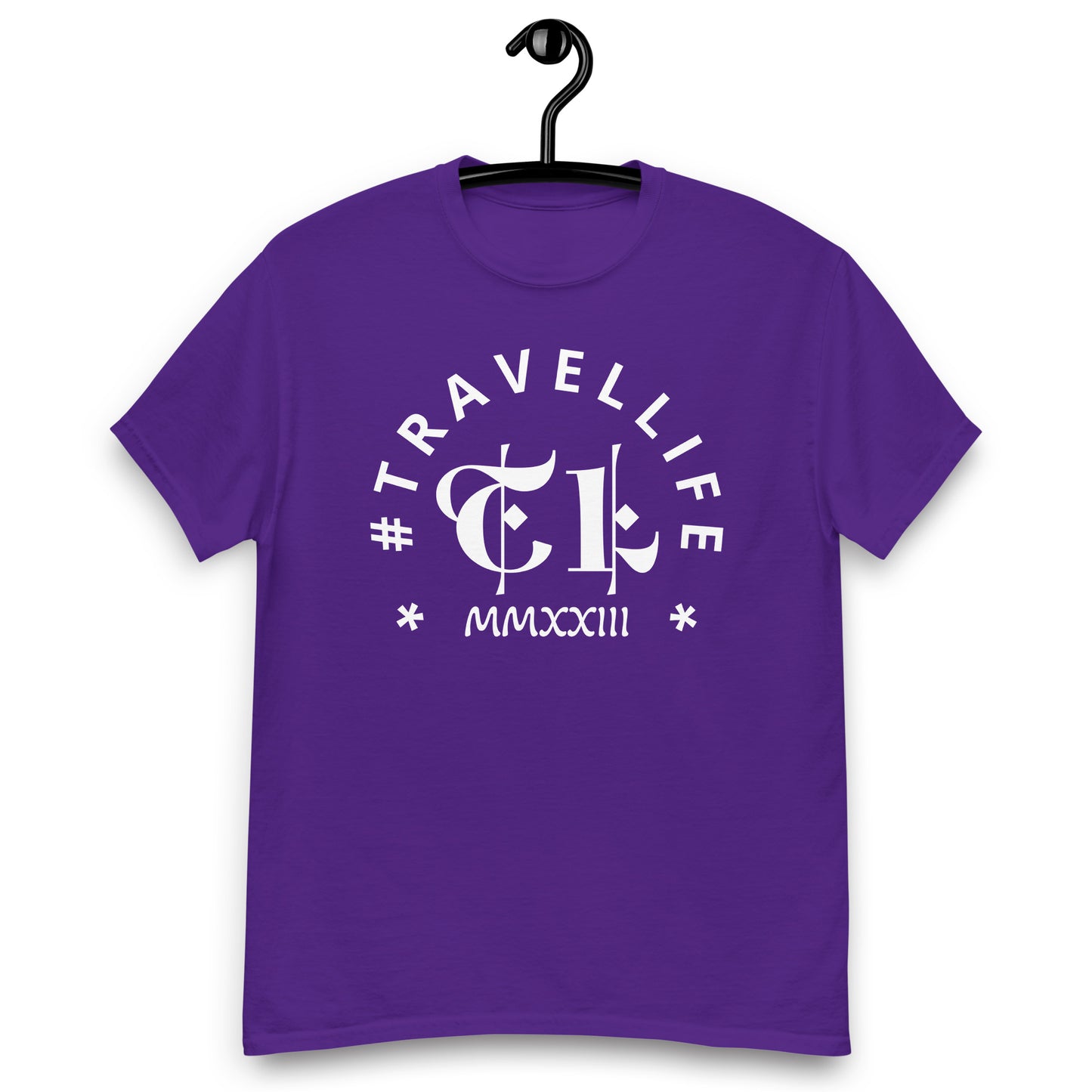 #Travellife Arc TL Logo Roman 2023 Men's Classic Tee White Text