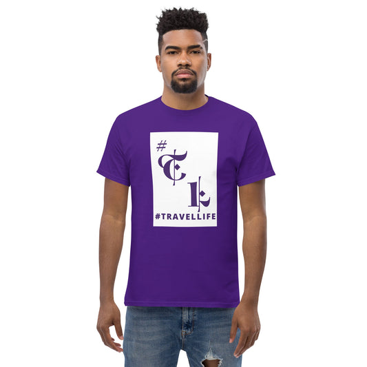 White Background #TL Logo Purple Men's Classic Tee Purple Text 2X+