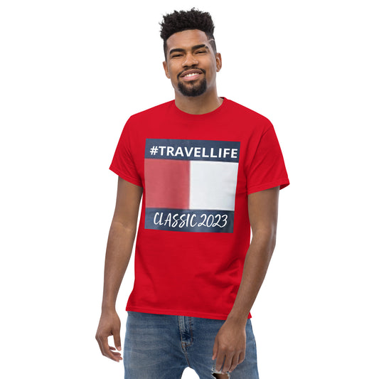 #Travellife Banner Classic 2023 Men's Tee White Text