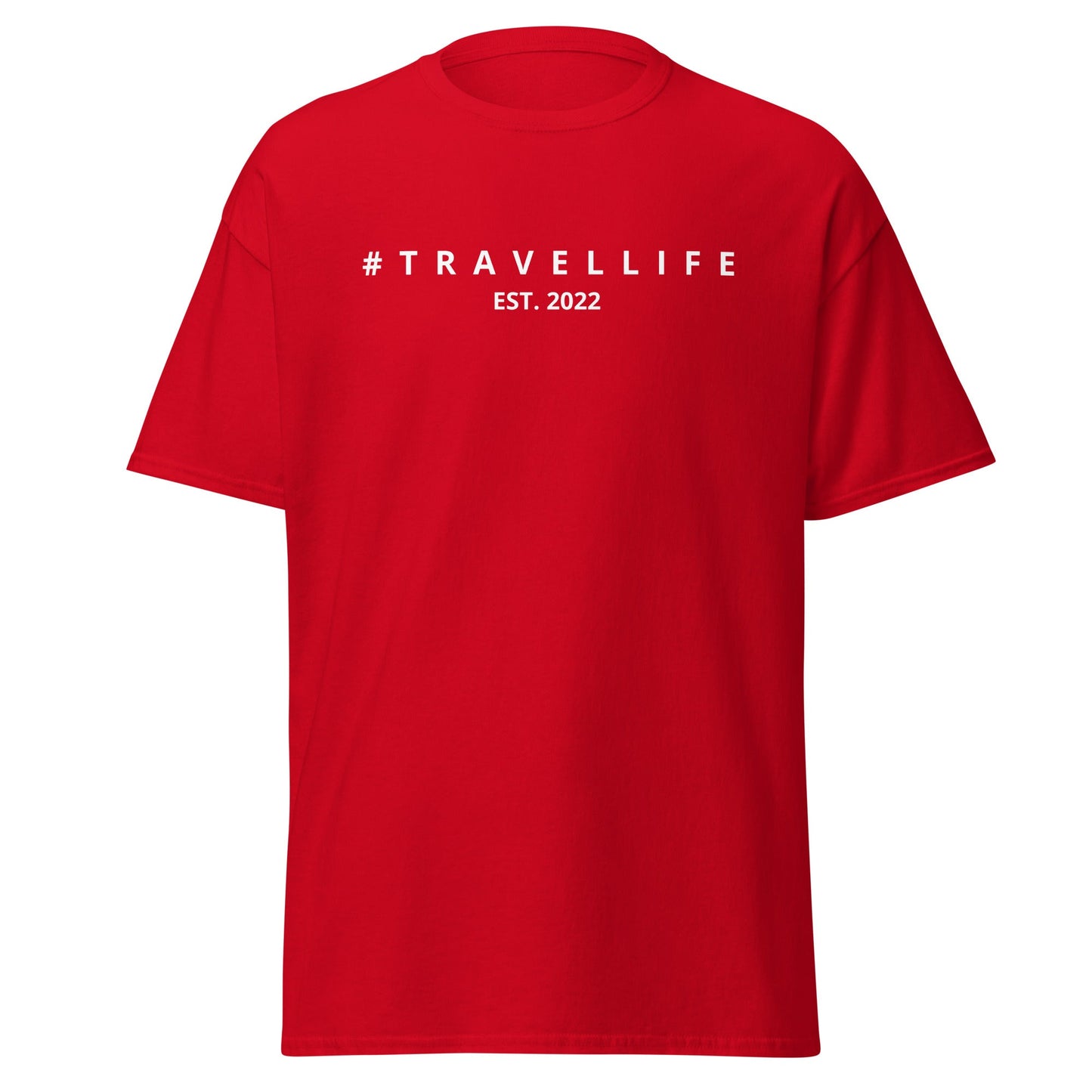 #Travellife Est. 2022 Men's Classic Tee White Text 2X+