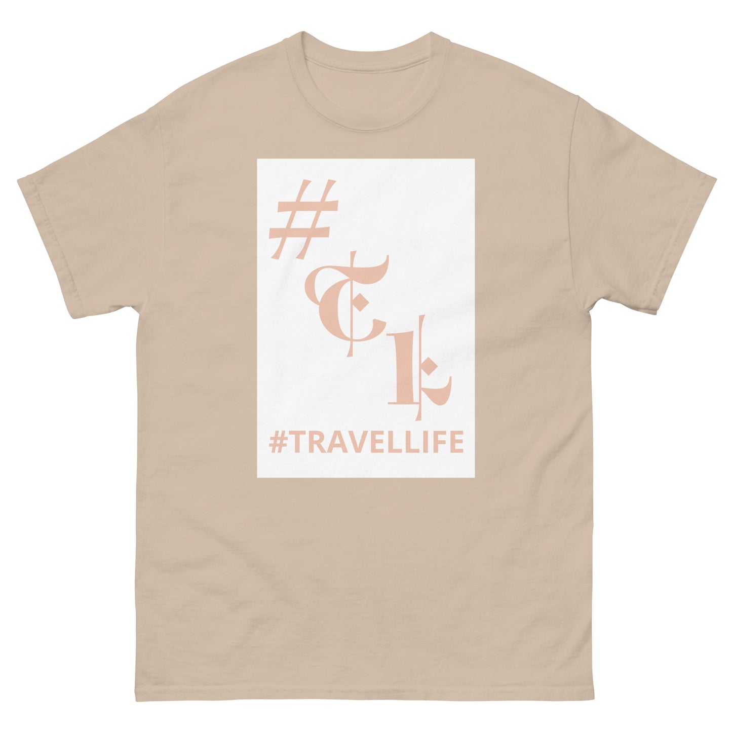 White Background #TL Logo Sand Men's Classic Tee Sand Text