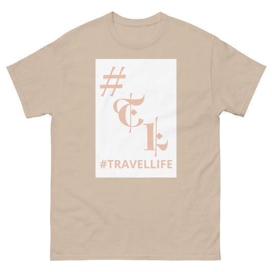 White Background #TL Logo Sand Men's Classic Tee Sand Text 2X+