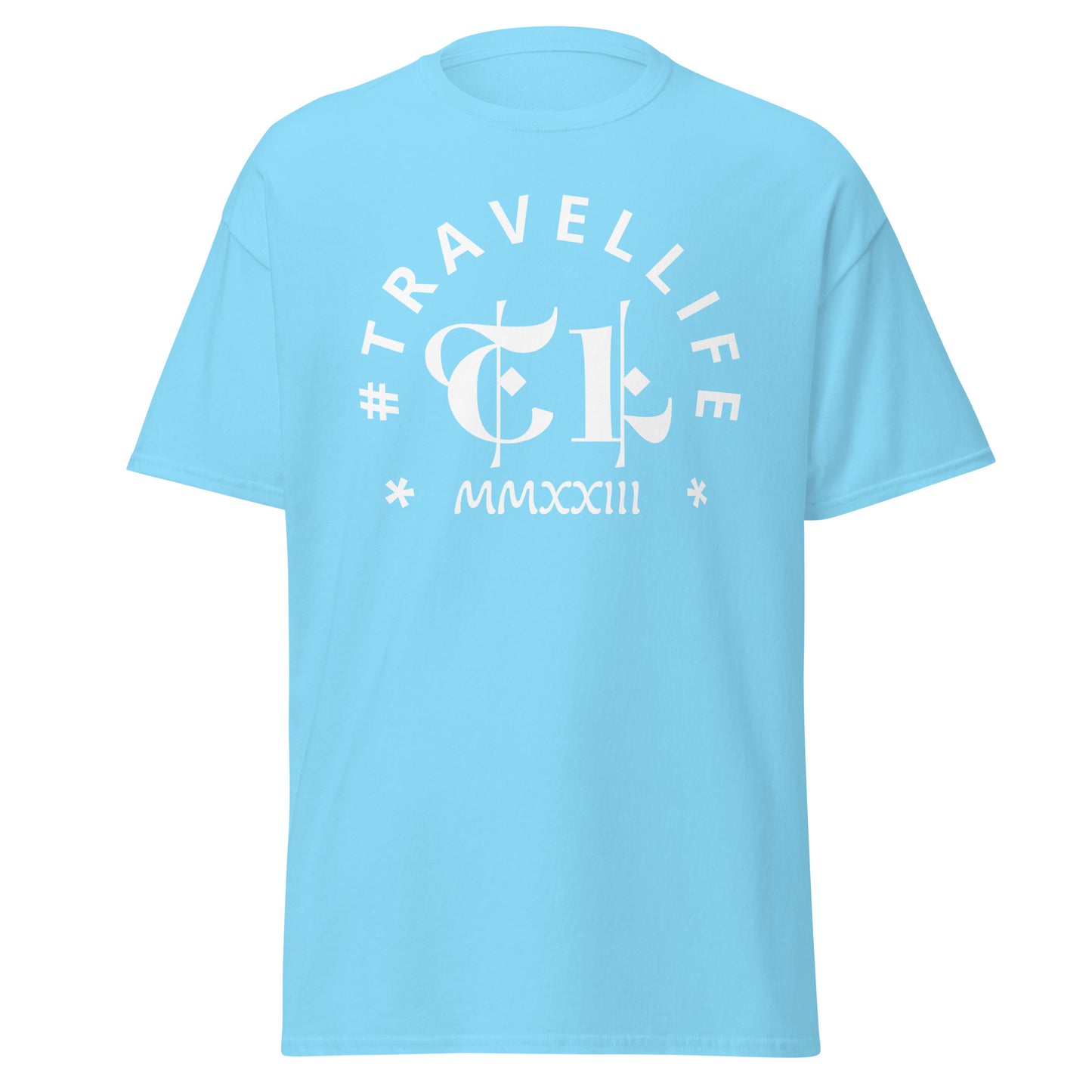 #Travellife Arc TL Logo Roman 2023 Men's Classic Tee White Text