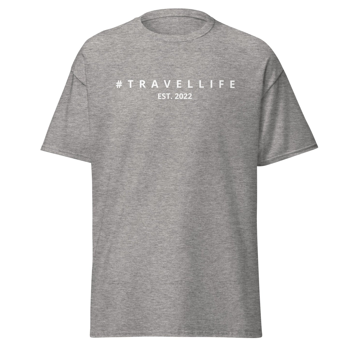 #Travellife Est. 2022 Men's Classic Tee White Text 2X+