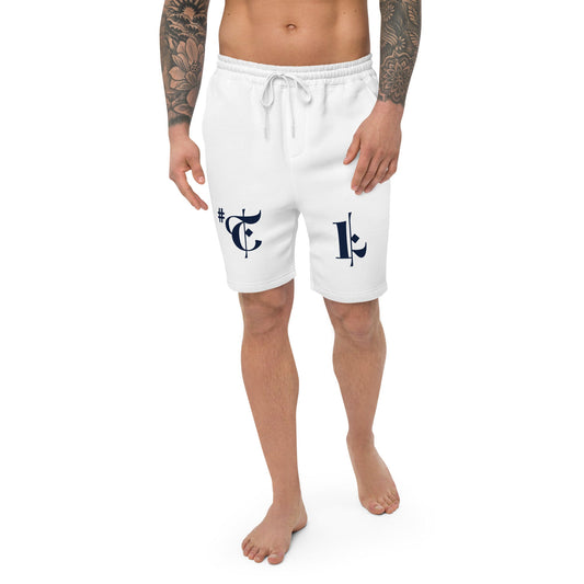 Men's White Fleece Shorts Navy #TL 2X+