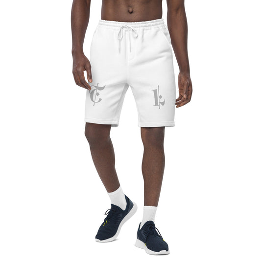 Men's White Fleece Shorts Silver #TL 2X+