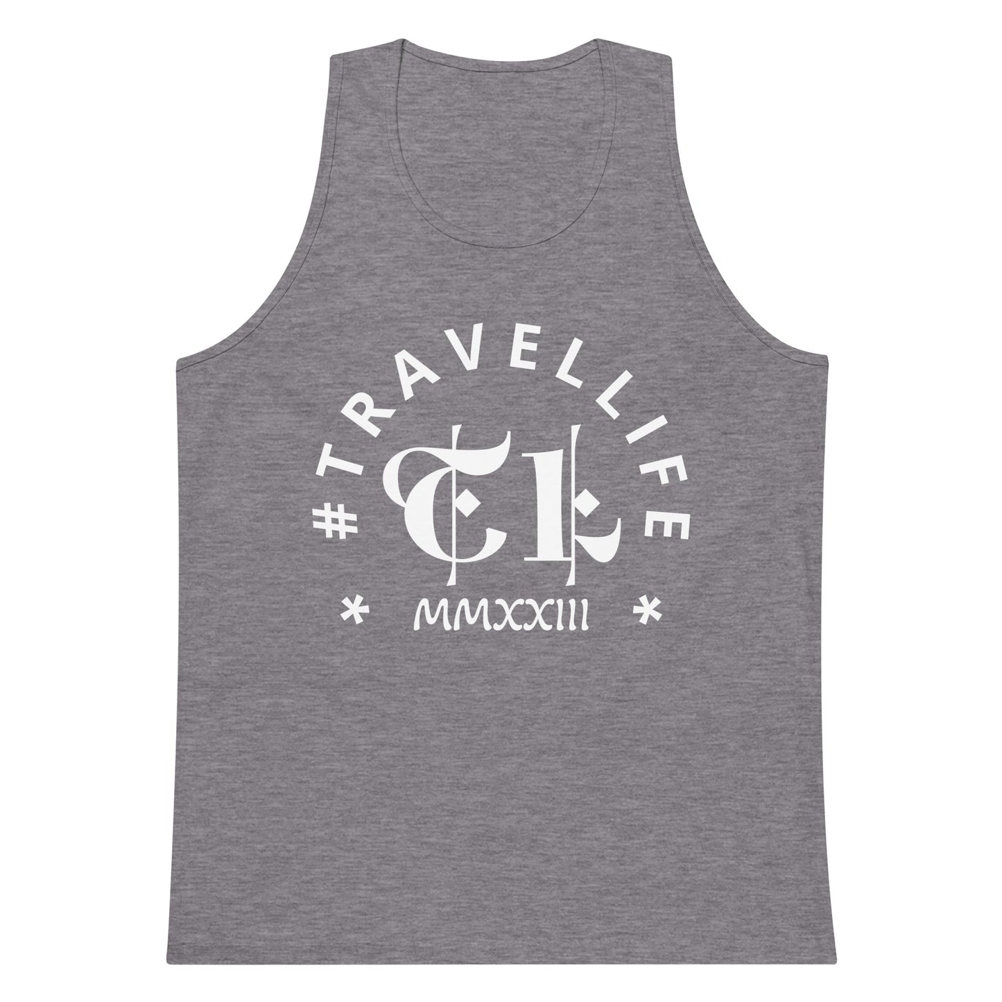 #Travellife Arc Roman 2023 Men's Premium Tank Top White Text 2X+