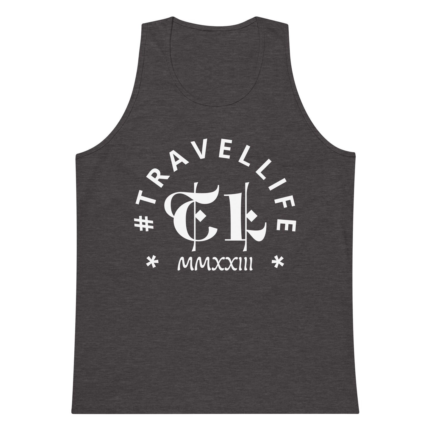 #Travellife Arc Roman 2023 Men's Premium Tank Top White Text 2X+