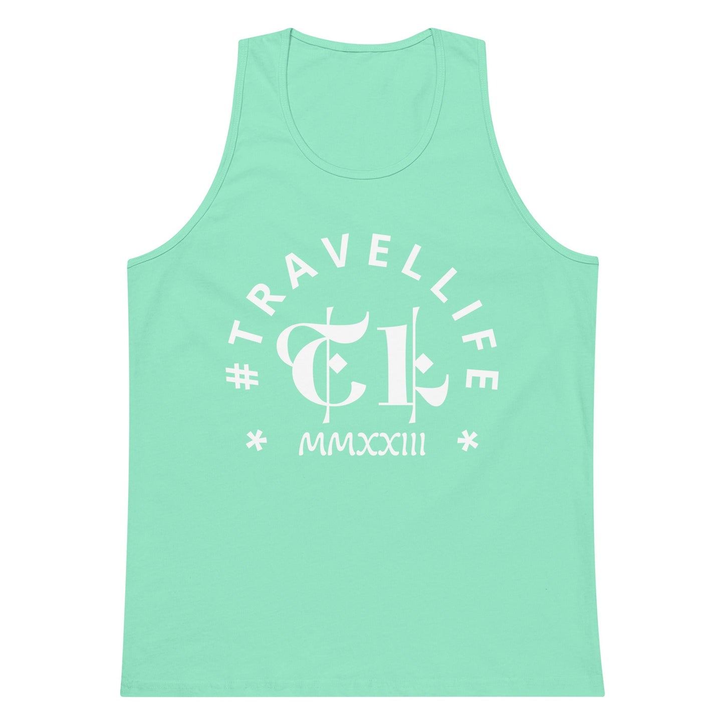 #Travellife Arc Roman 2023 Men's Premium Tank Top White Text 2X+