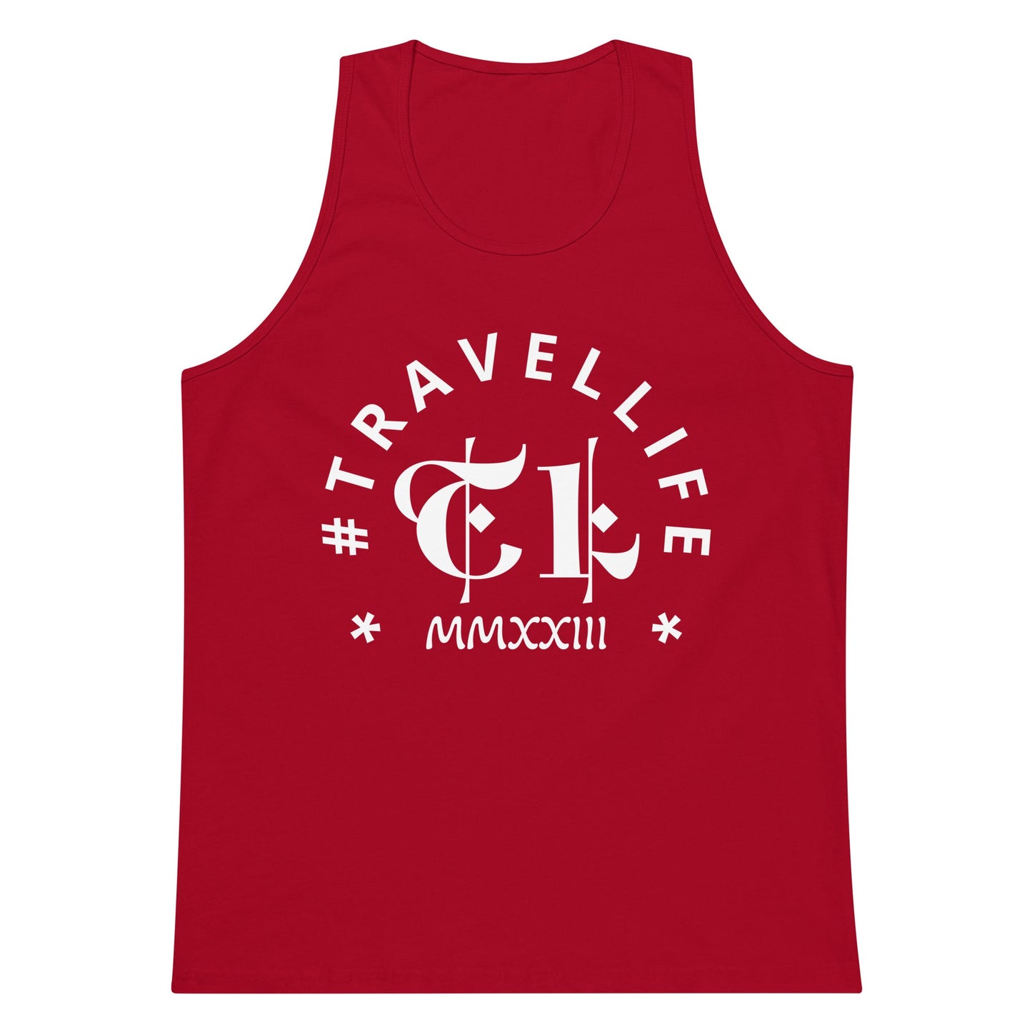 #Travellife Arc Roman 2023 Men's Premium Tank Top White Text 2X+