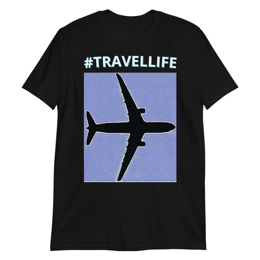 #Travellife PTA Unisex T-Shirt White Text Blue Background 2X+