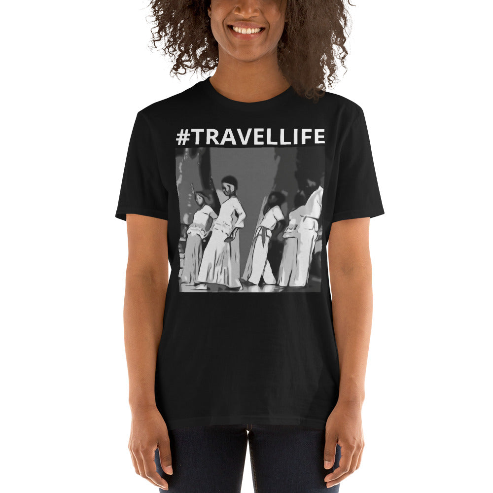 #Travellife Jamaica Dancing Black/White Unisex T-Shirt white text