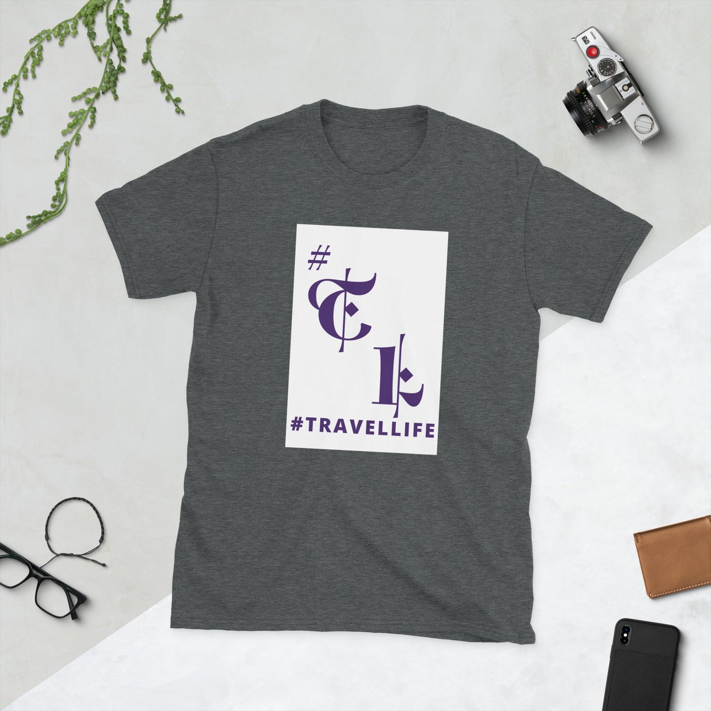 White Background #TL Logo Unisex T-Shirt Purple Text 2X+