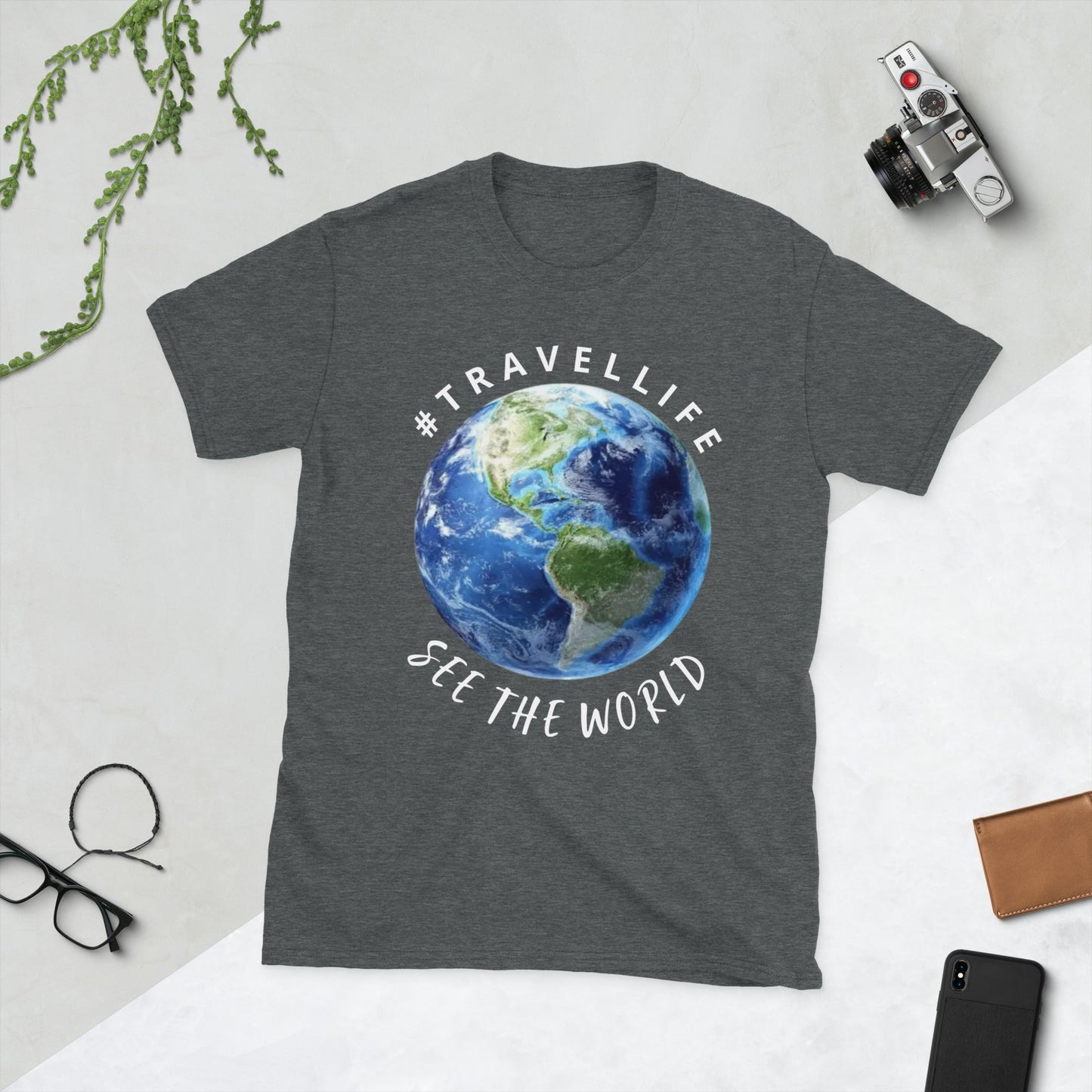 #Travellife See The World Unisex T-Shirt White Text 2X+