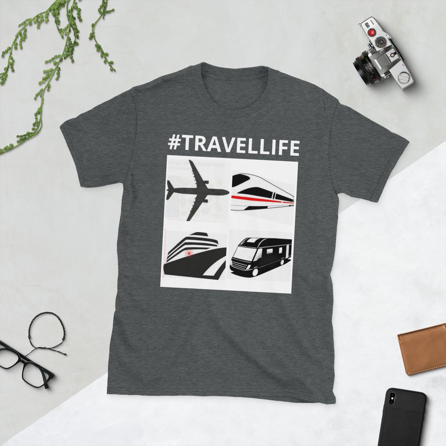 #Travellife PTA Quad Unisex T-Shirt White Text/Background