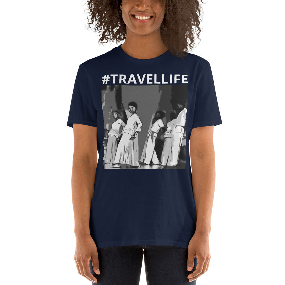 #Travellife Jamaica Dancing Black/White Unisex T-Shirt white text