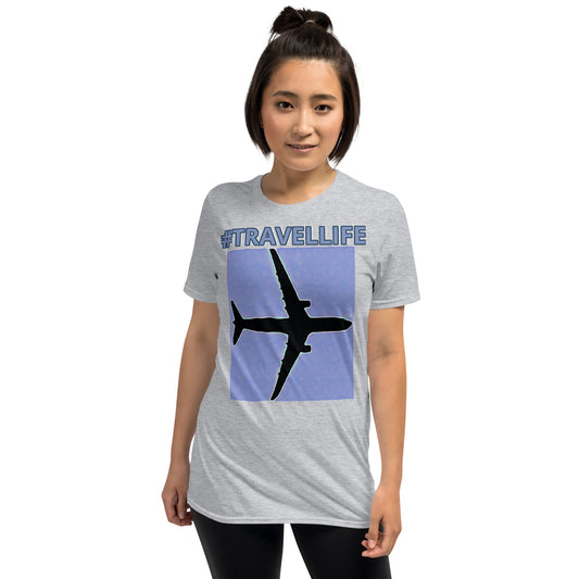 #Travellife PTA Unisex T-Shirt Blue Text/Background