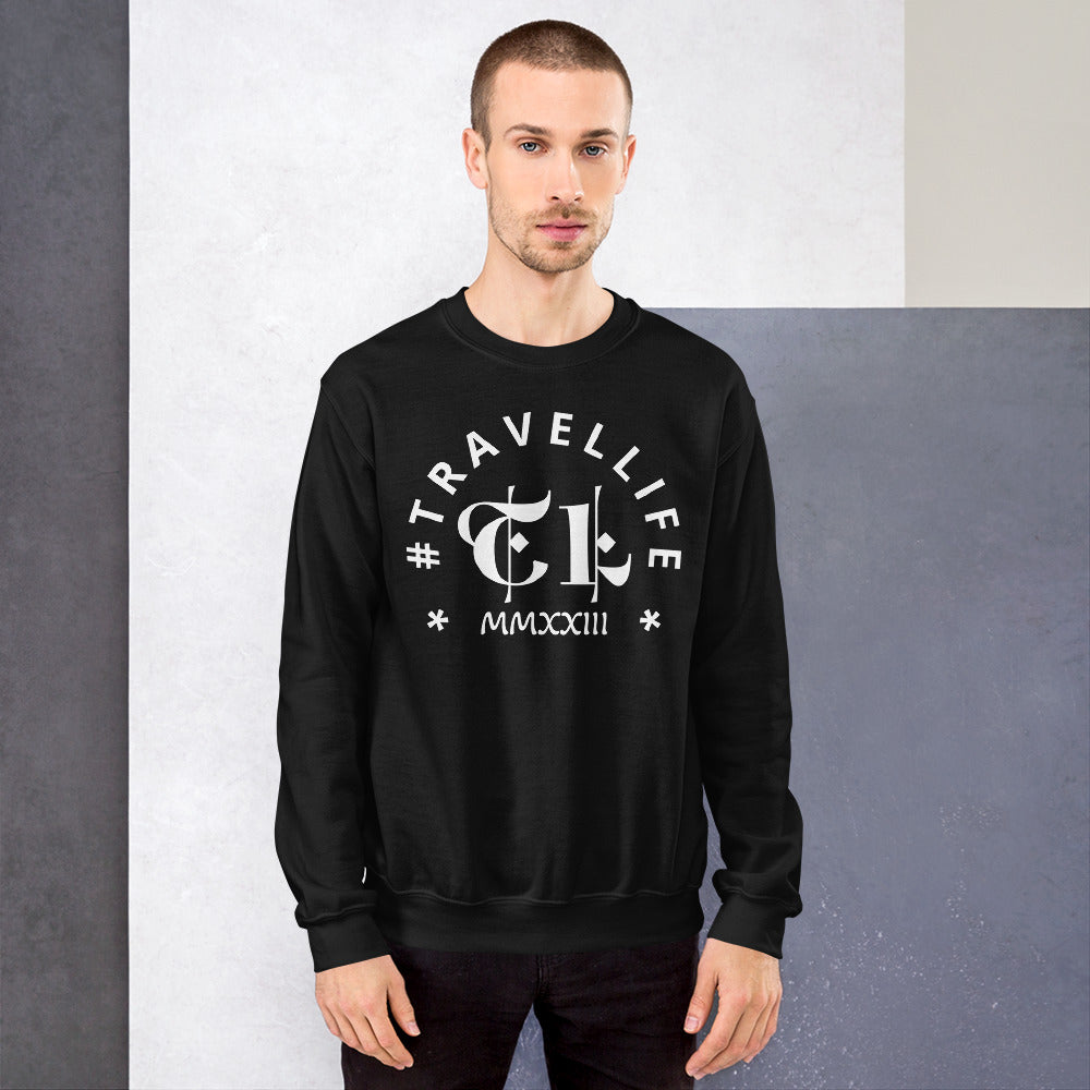 #Travellife Arc White Text Roman Numeral 2023 Unisex Sweatshirt