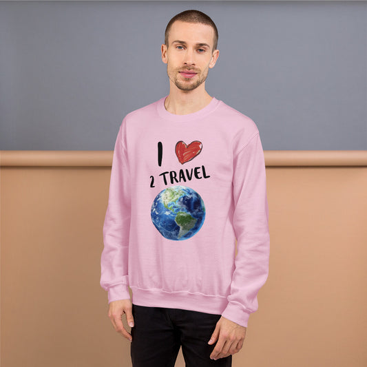Breast Cancer Awareness "I Love 2 Travel" Unisex Sweatshirt