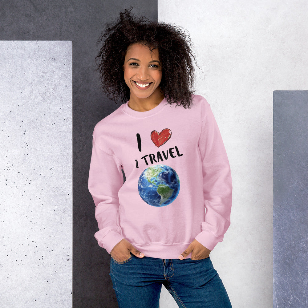 Breast Cancer Awareness "I Love 2 Travel" Unisex Sweatshirt