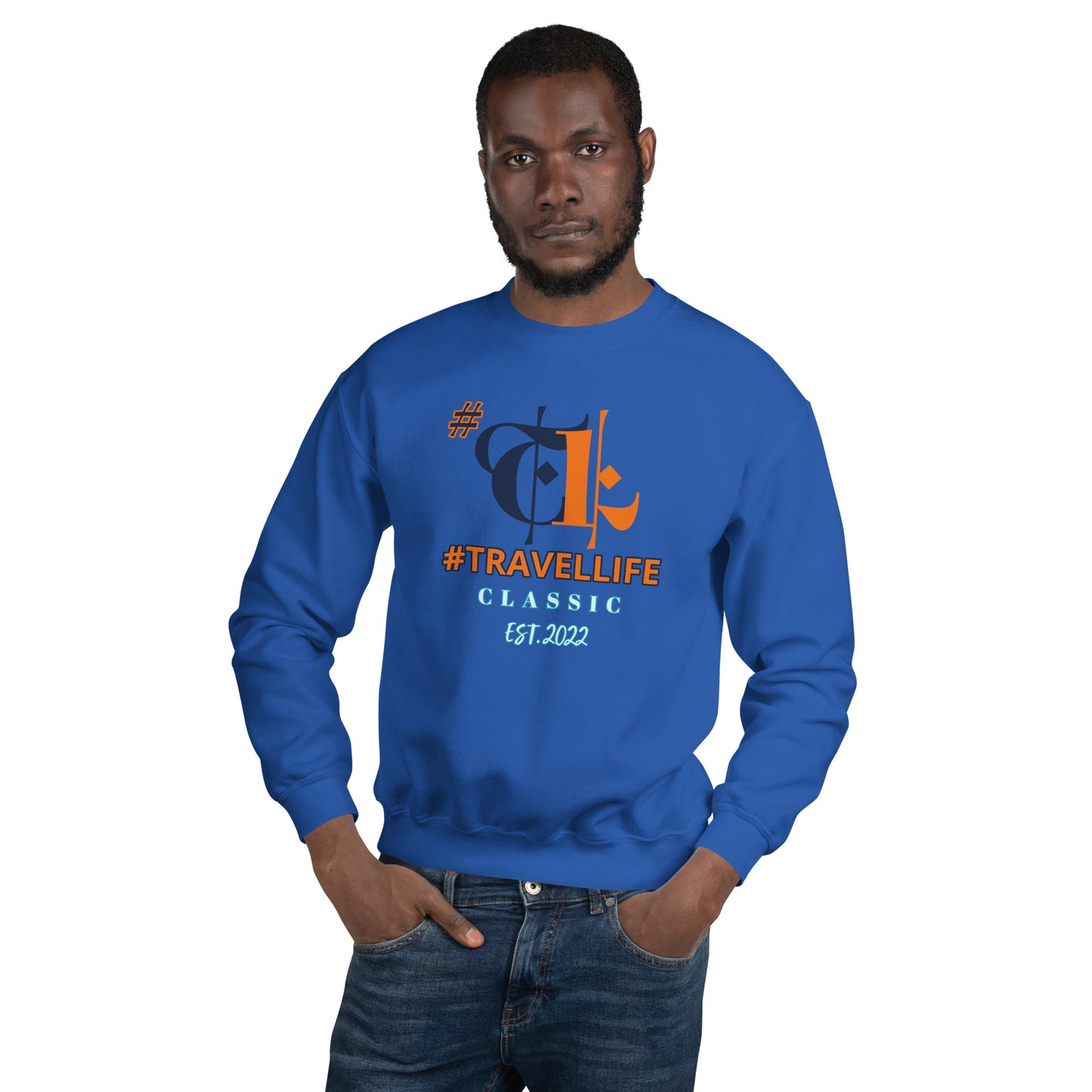 #Travellife Classic Blue and Navy TL Intertwined Unisex Sweatshirt