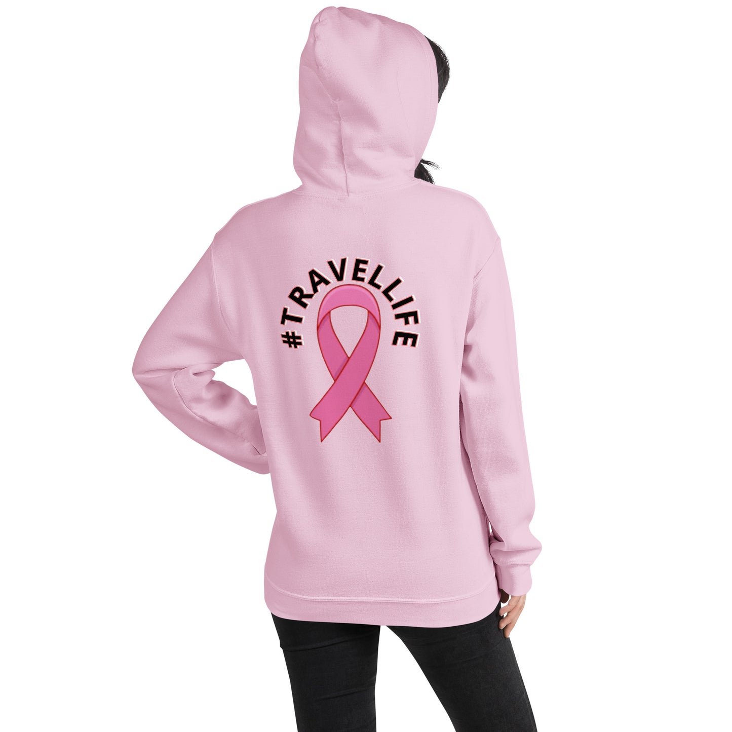 Breast Cancer Awareness "I Love 2 Travel" Unisex Hoodie