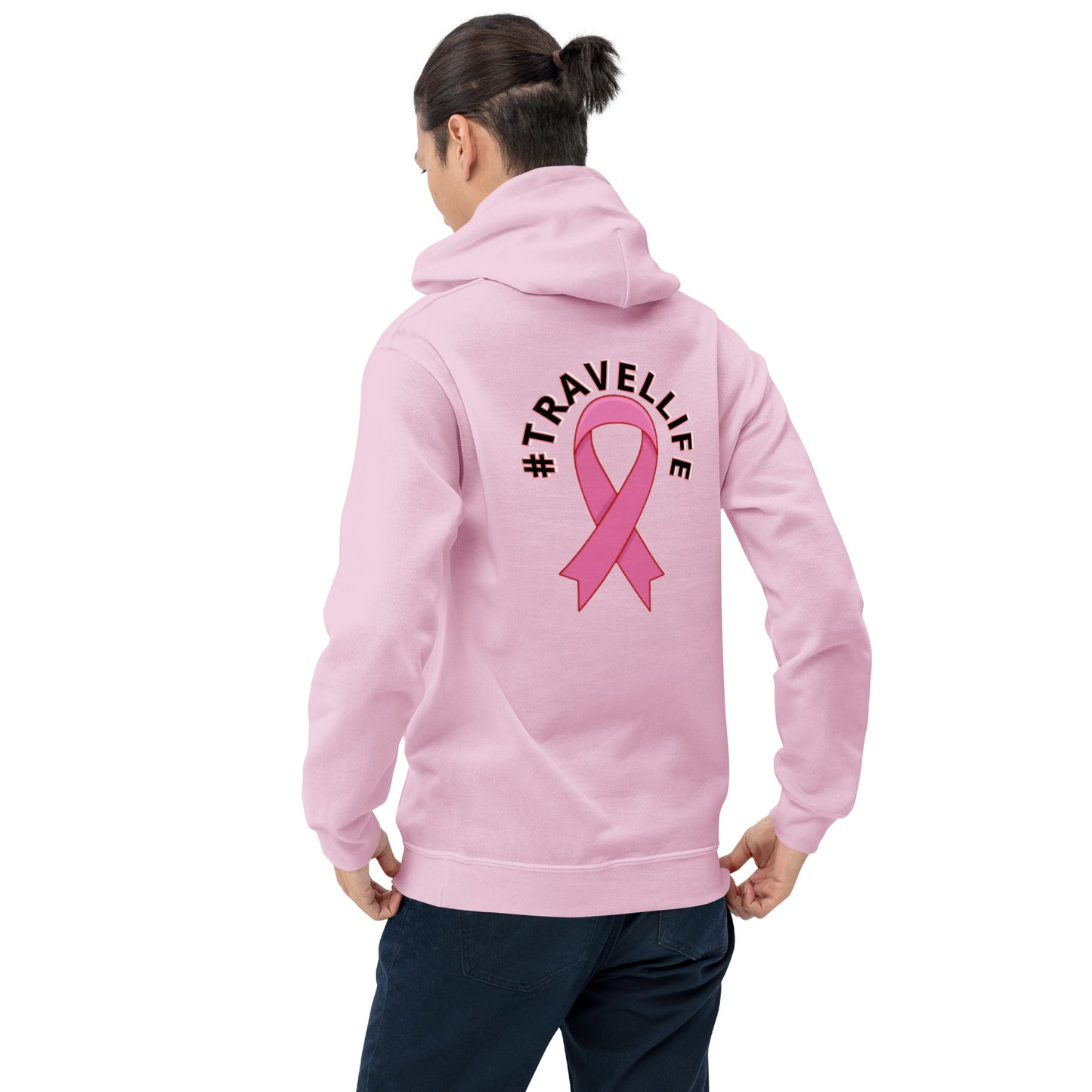 Breast Cancer Awareness "I Love 2 Travel" Unisex Hoodie