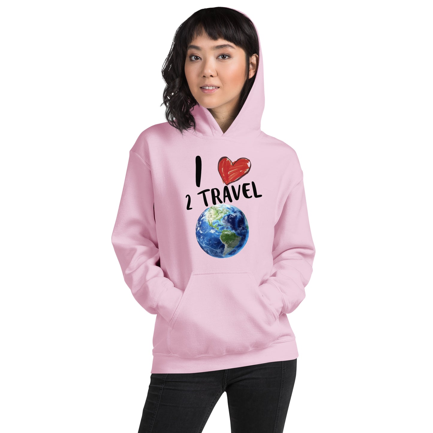 Breast Cancer Awareness "I Love 2 Travel" Unisex Hoodie