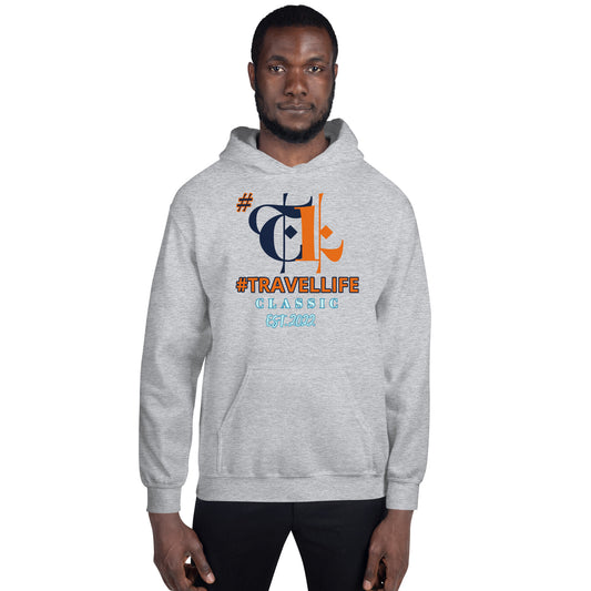 #Travellife Classic Blue and Navy TL Intertwined Unisex Hoodie