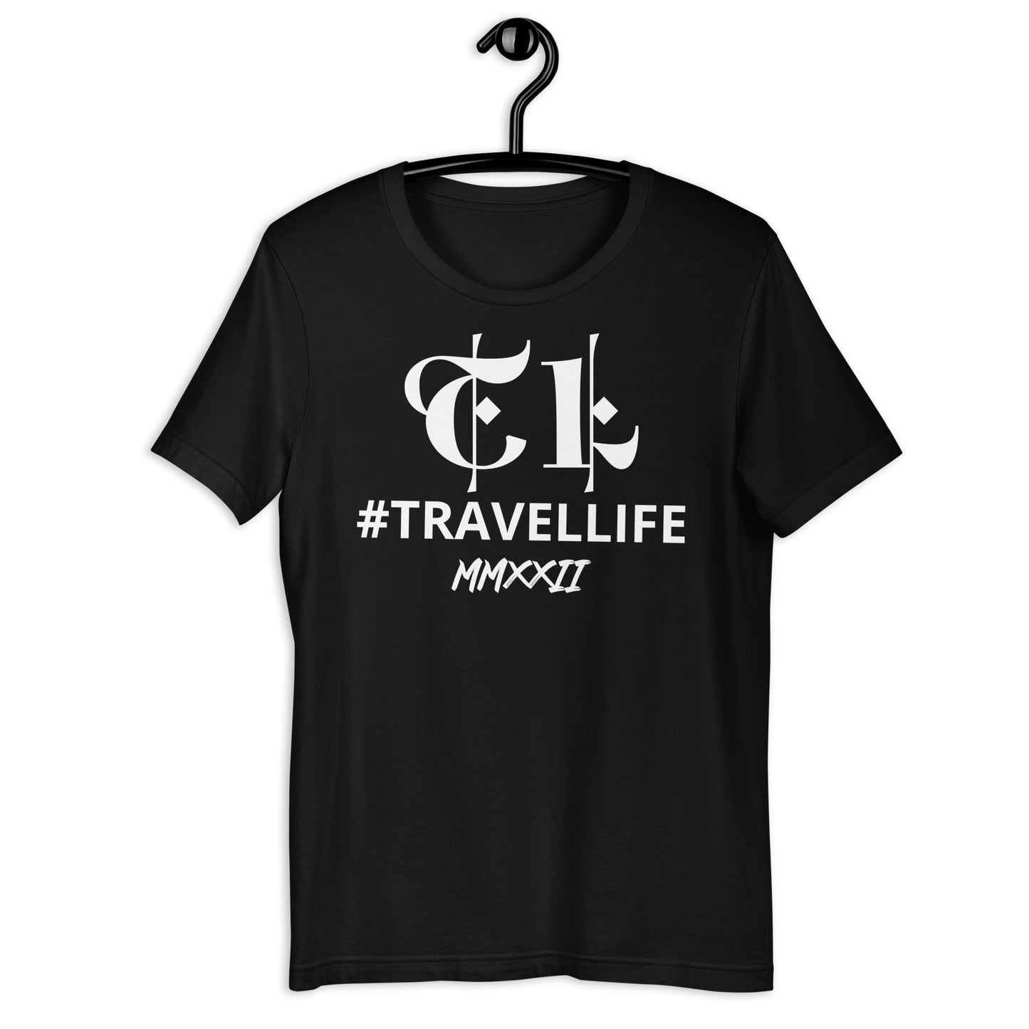 TL Logo #Travellife Roman 2022 Unisex T-Shirt White Text