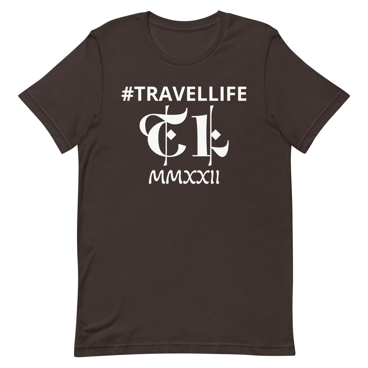 #Travellife TL Logo Roman 2022 Unisex T-shirt White Text 2X+