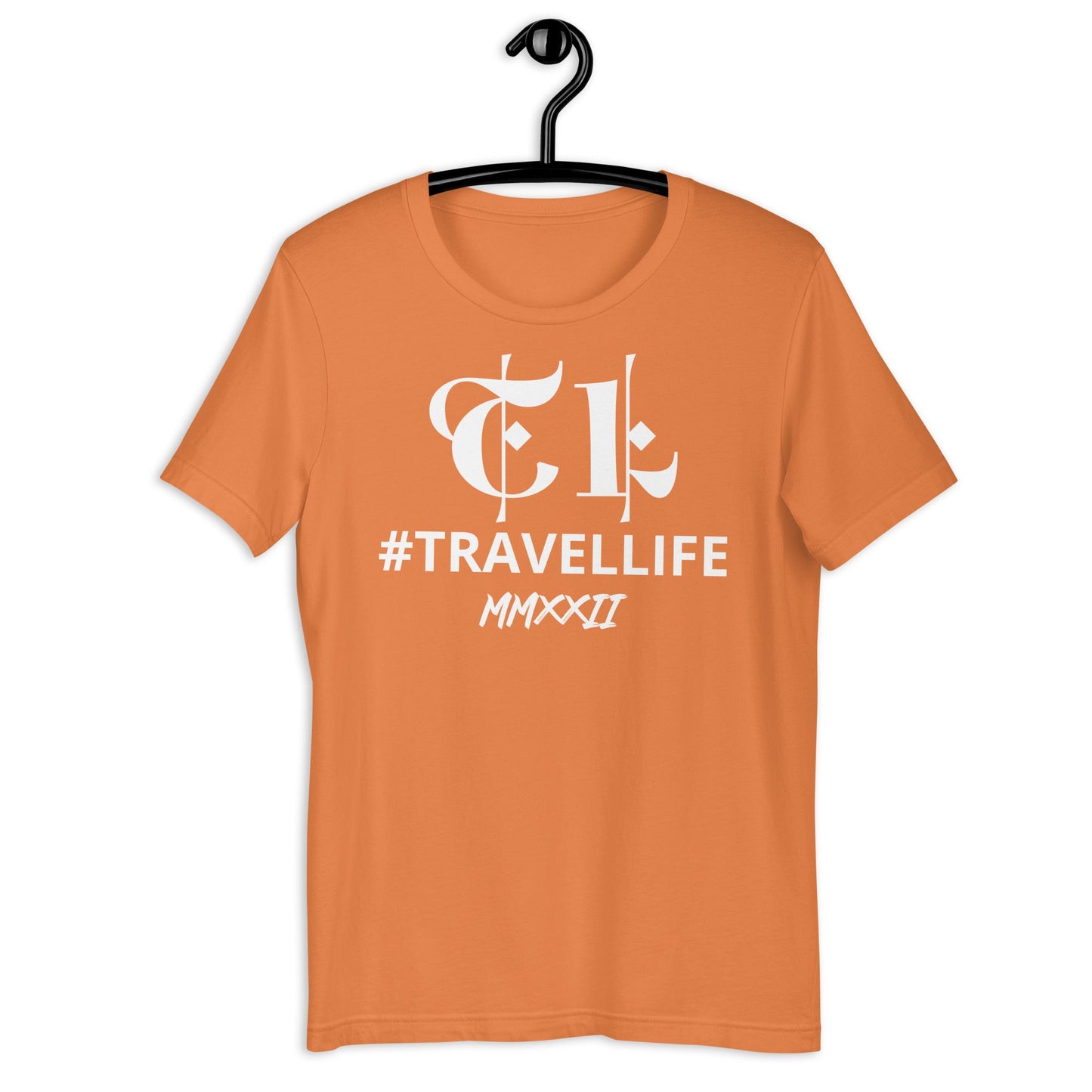 TL Logo #Travellife Roman 2022 Unisex T-Shirt White Text 2X+