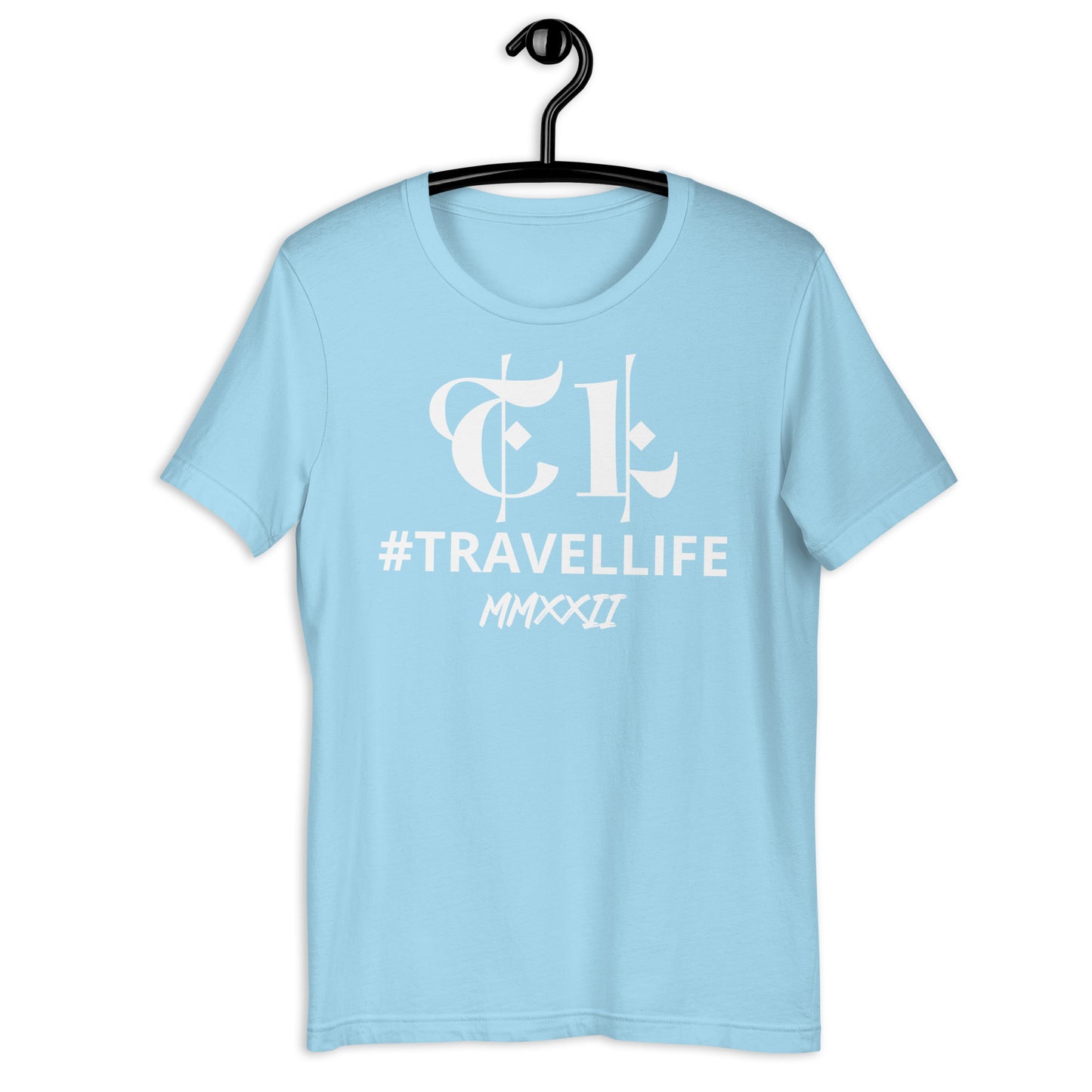 TL Logo #Travellife Roman 2022 Unisex T-Shirt White Text